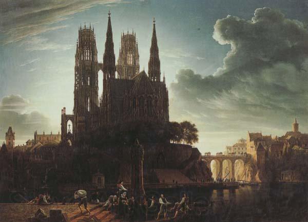 Karl friedrich schinkel Gothic Cathedral by the Waterside (mk450 France oil painting art